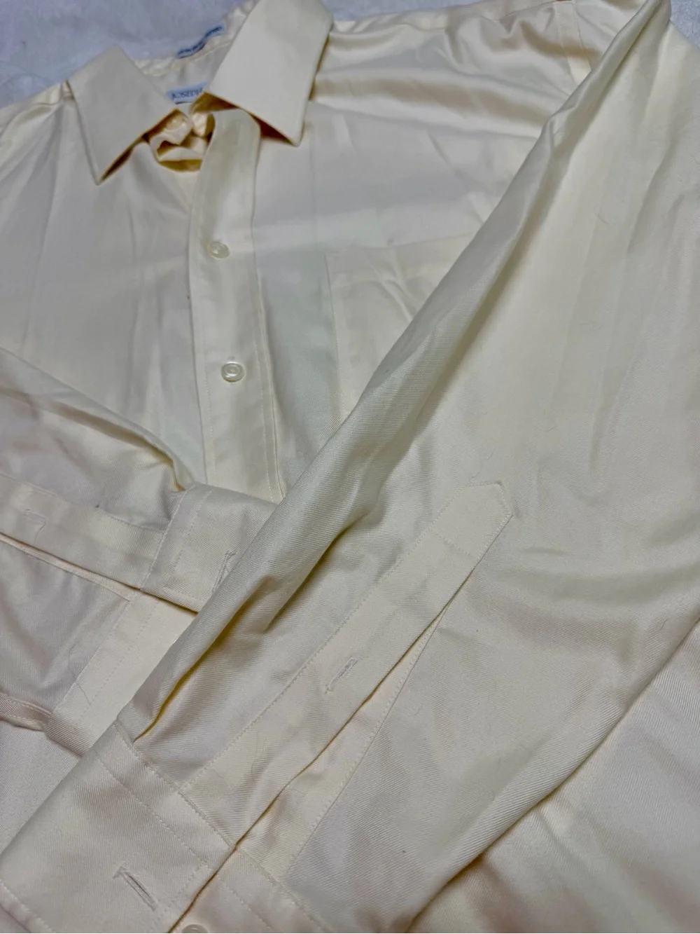 Joseph & Feiss Men’s 17 34/35 Ivory Cream Non-Iron Fitted Dress Shirt